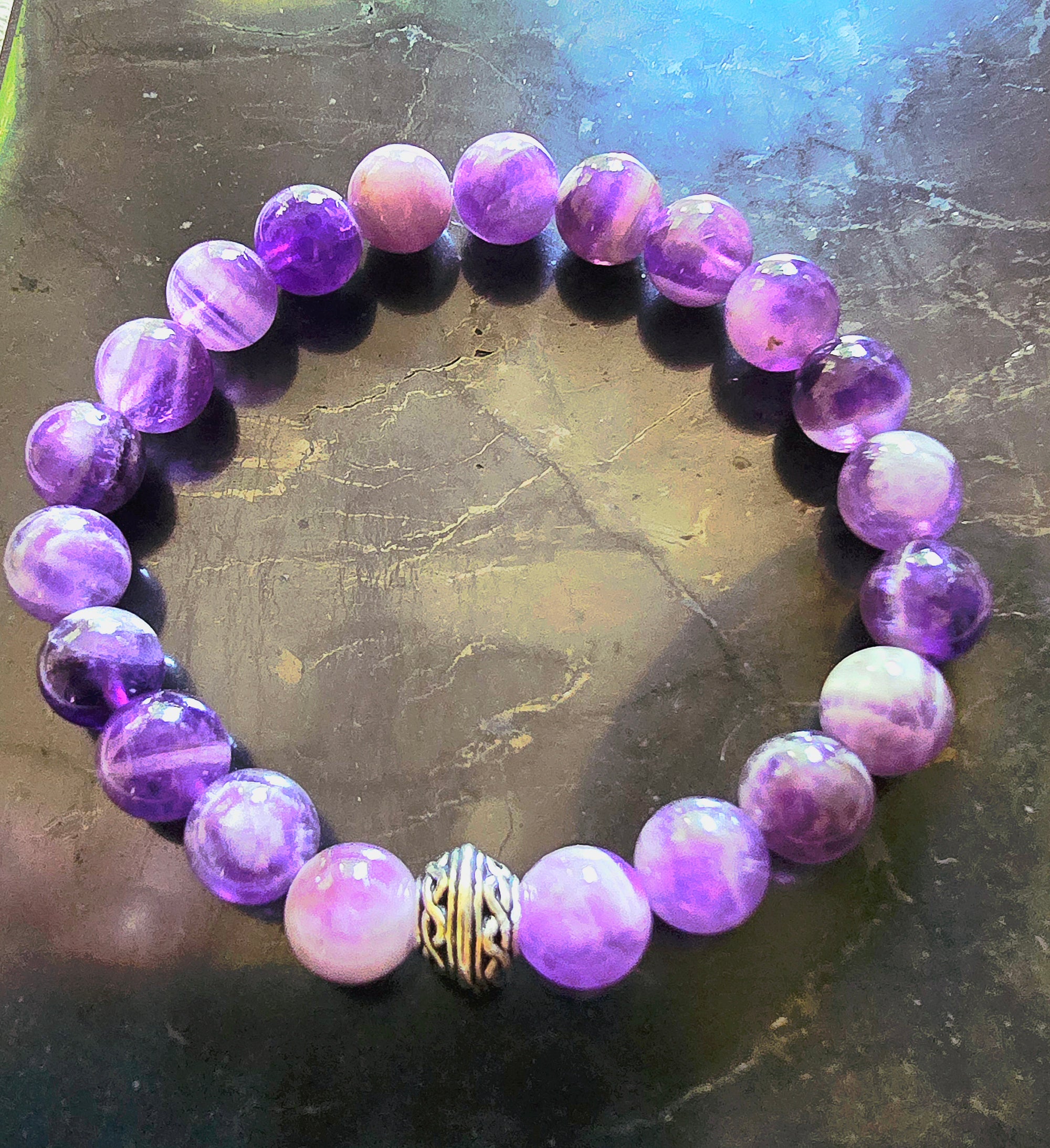 Cape Amethyst Traveler Bracelet | 8mm Gemstone Bracelet | Bees & Beads
