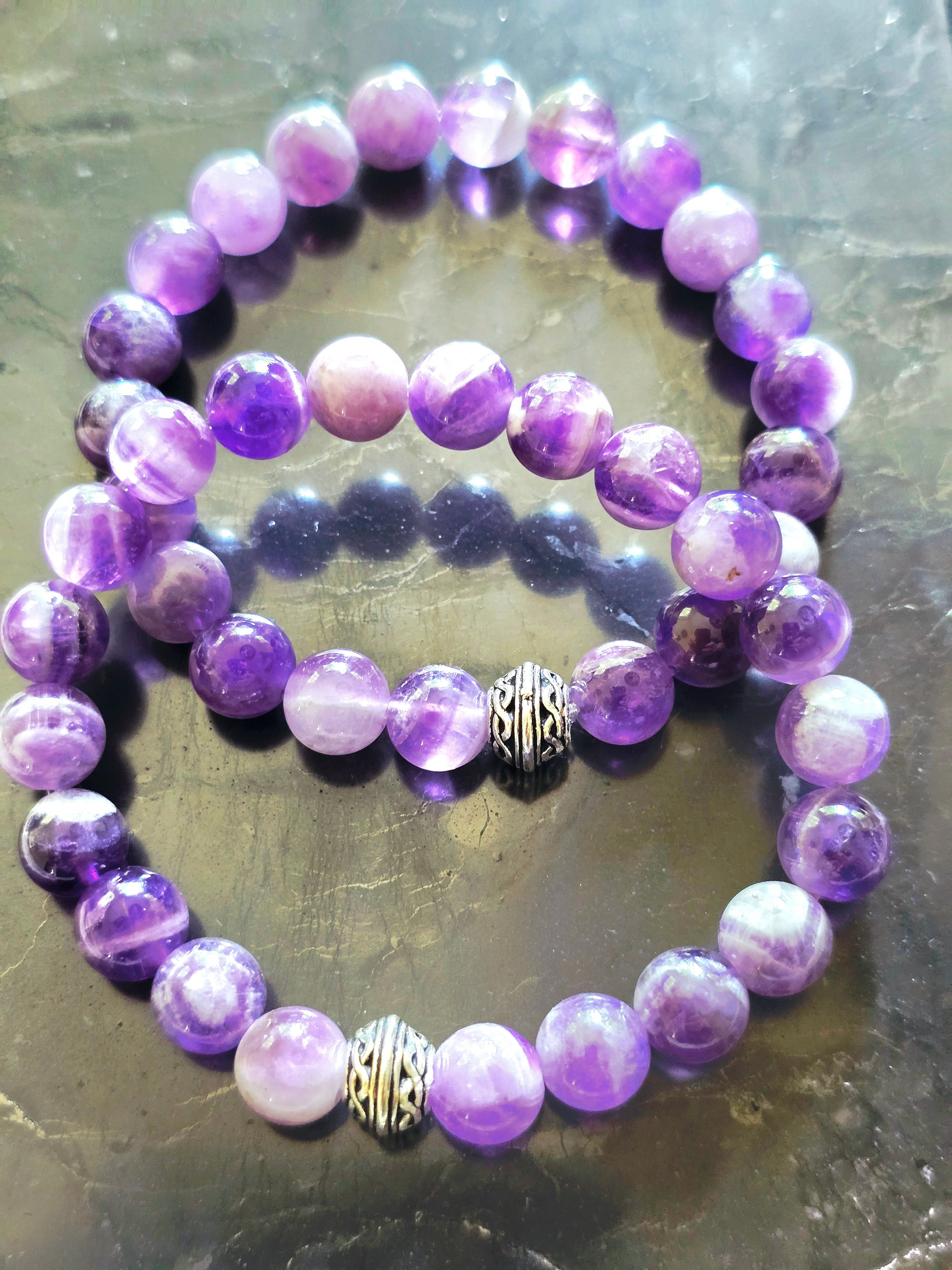 Cape Amethyst Traveler Bracelet | 8mm Gemstone Bracelet | Bees & Beads